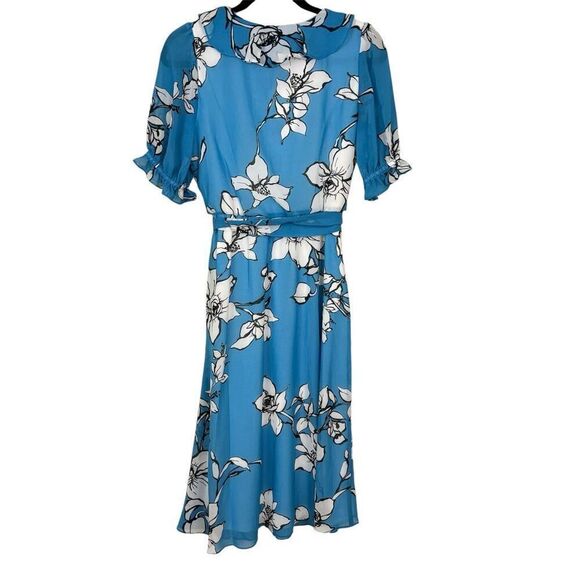 Calvin Klein Floral Printed Chiffon Dress - Size XS - Picture 2 of 14